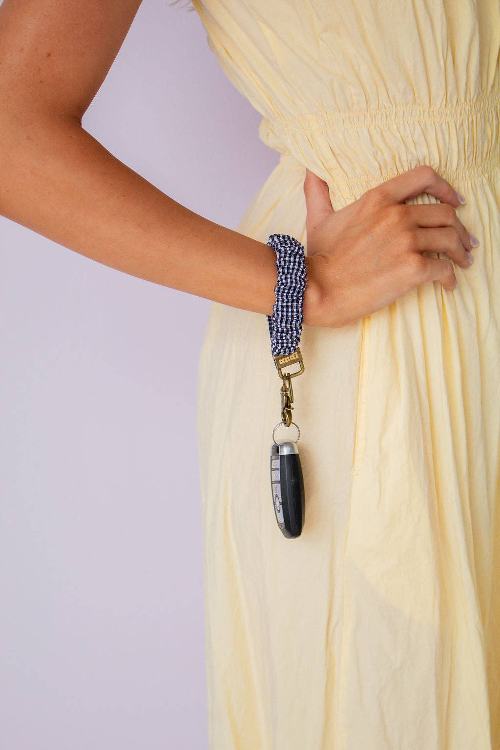 Inky Black Gingham Keychain