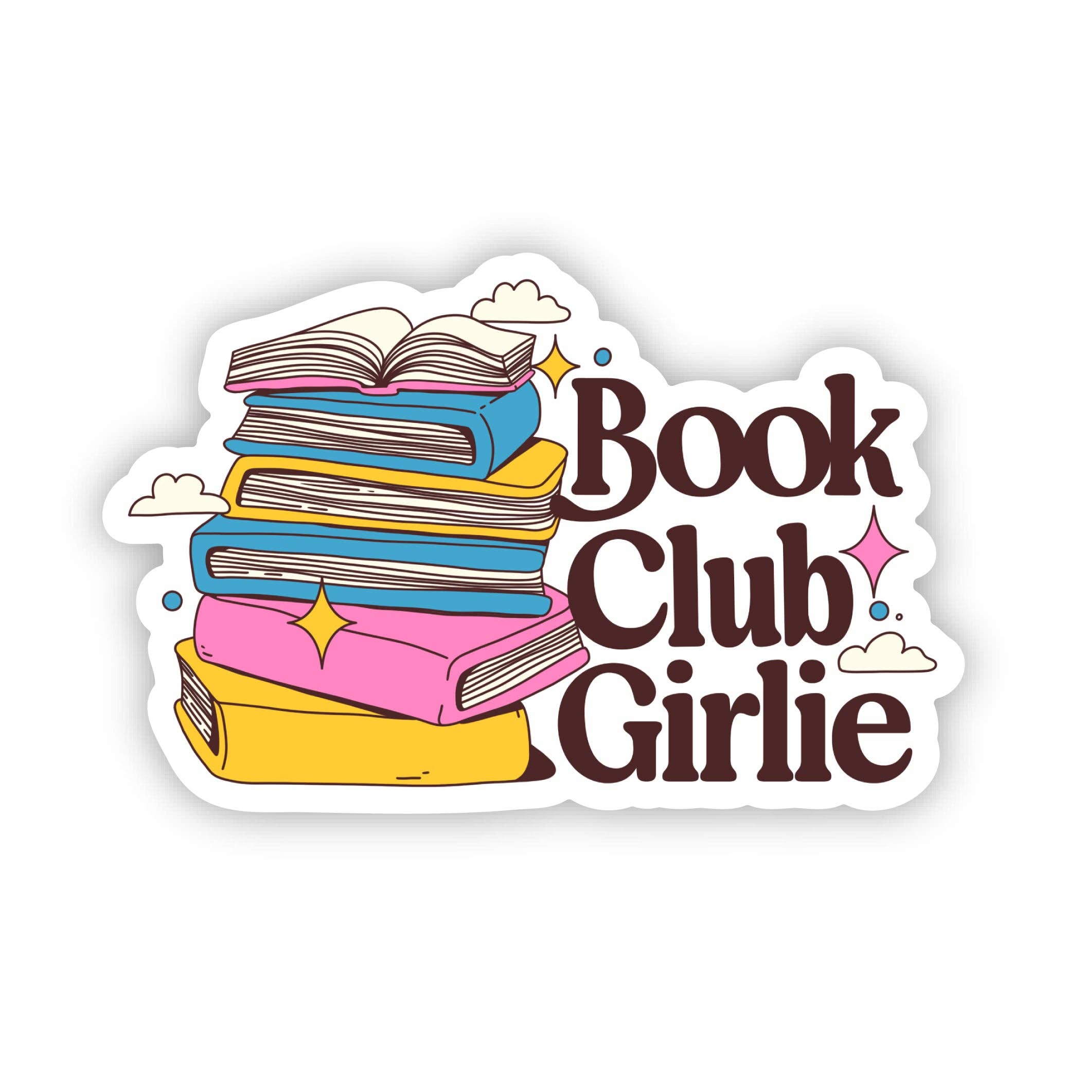 Book Club Girlie Stacked Books Sticker