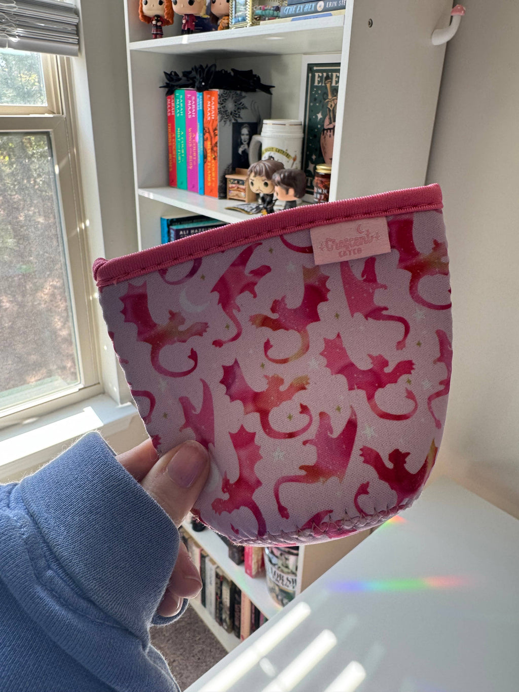 Pink Dragon Rider Bookish Iced Coffee Drink Sleeve