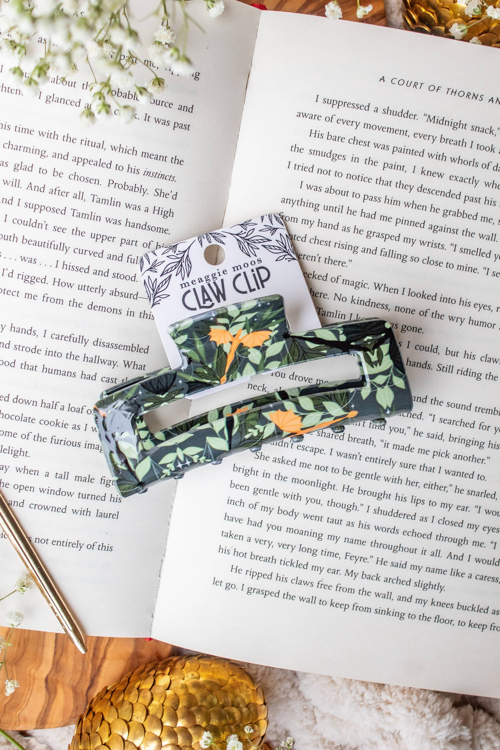 Bookish Hair Claw Clip - Fourth Wing Tairn and Andarna