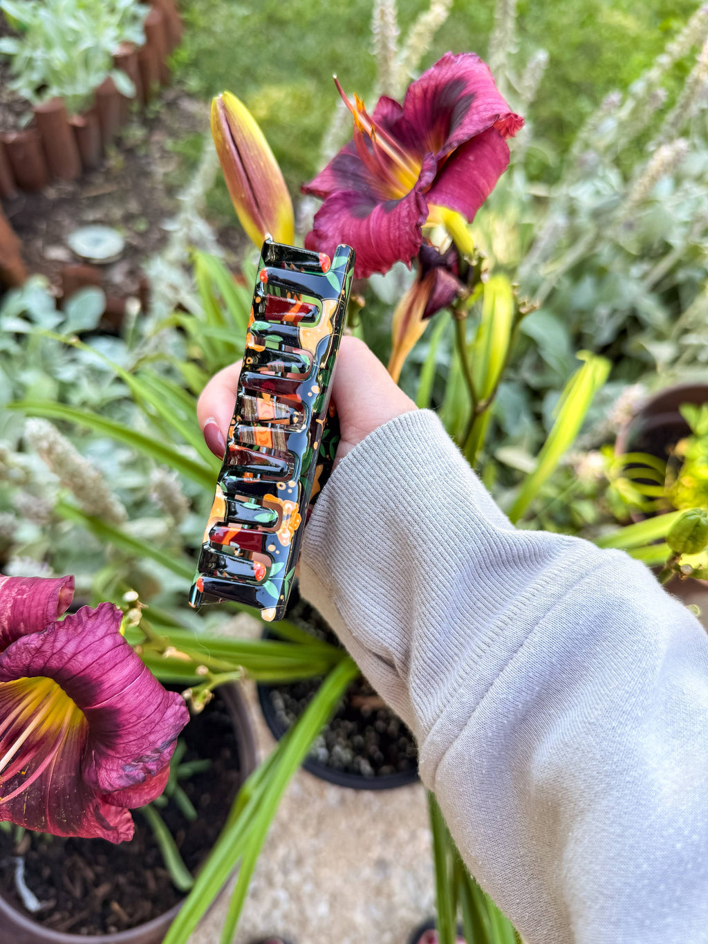 Bookish Hair Claw Clip - Burgundy Books