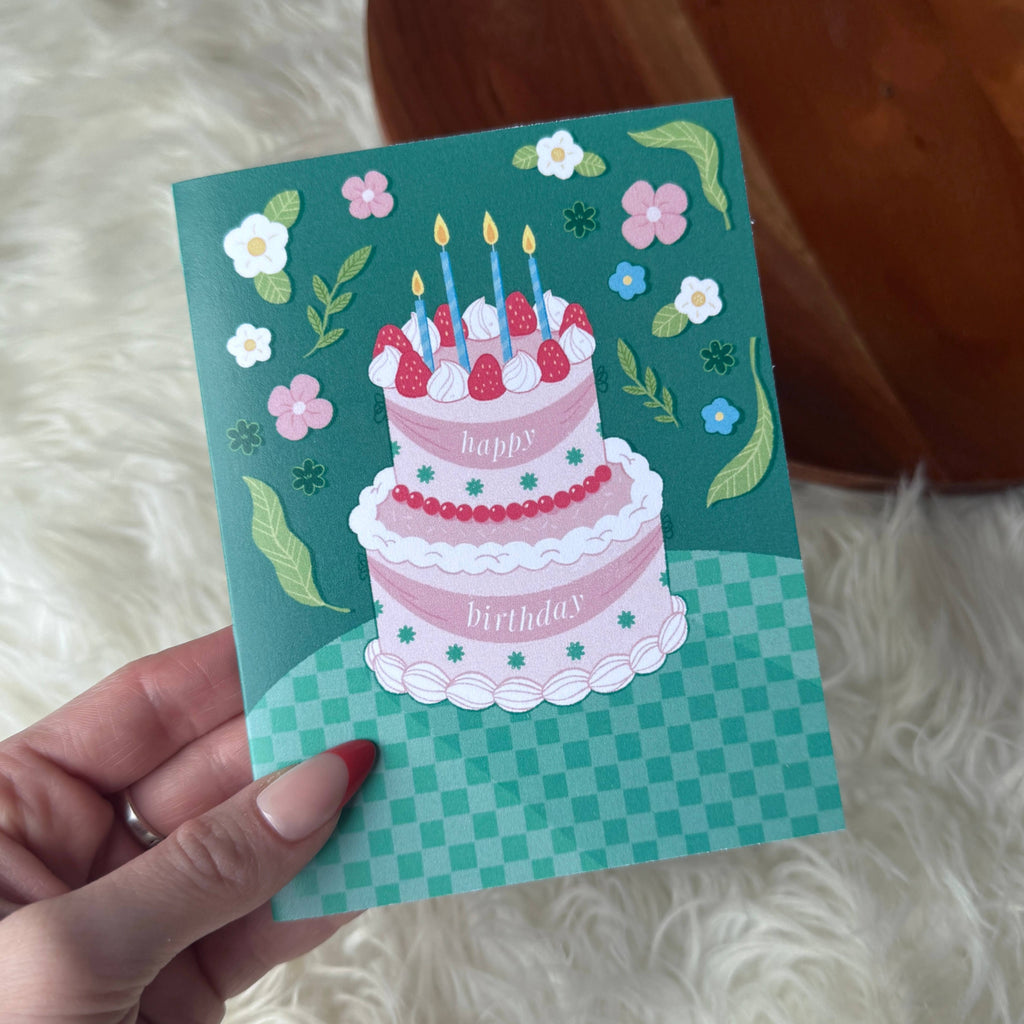 Happy Birthday Elegant Birthday Cake Party Card