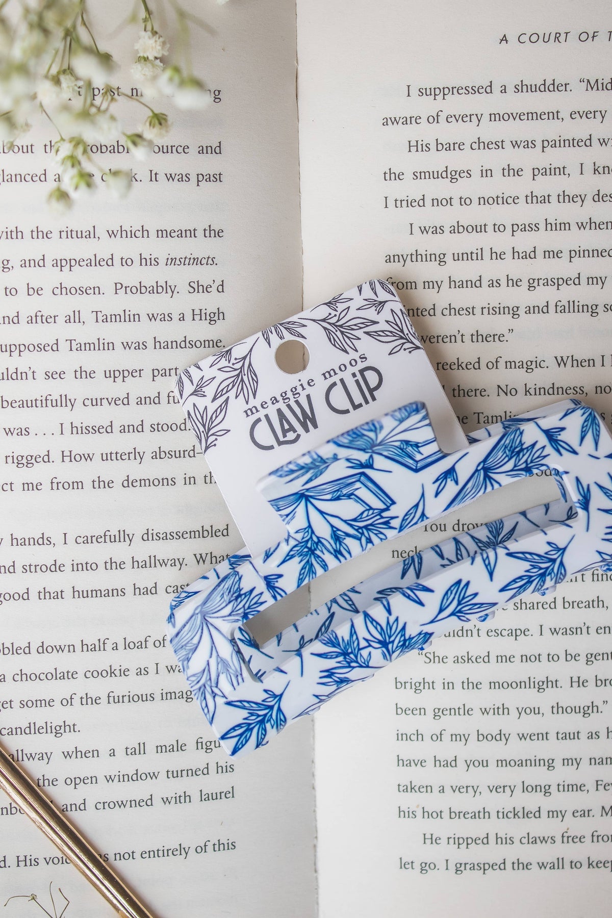Bookish Hair Claw Clip - Porcelain Books
