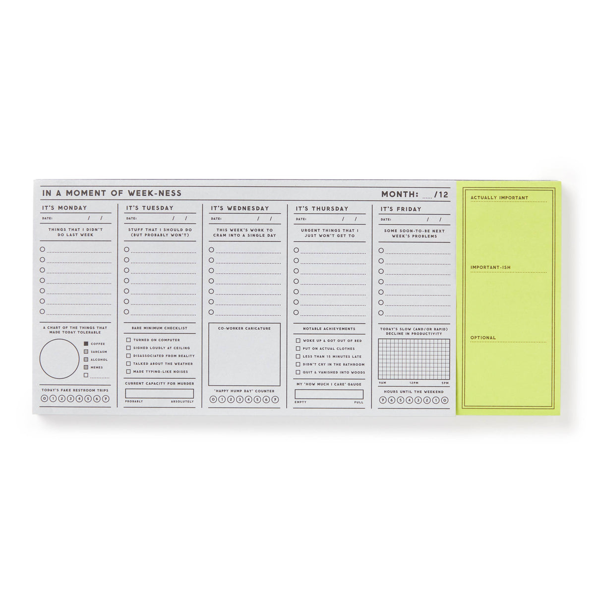 Brass Monkey In a Moment of Weekness Weekly Planner Pad