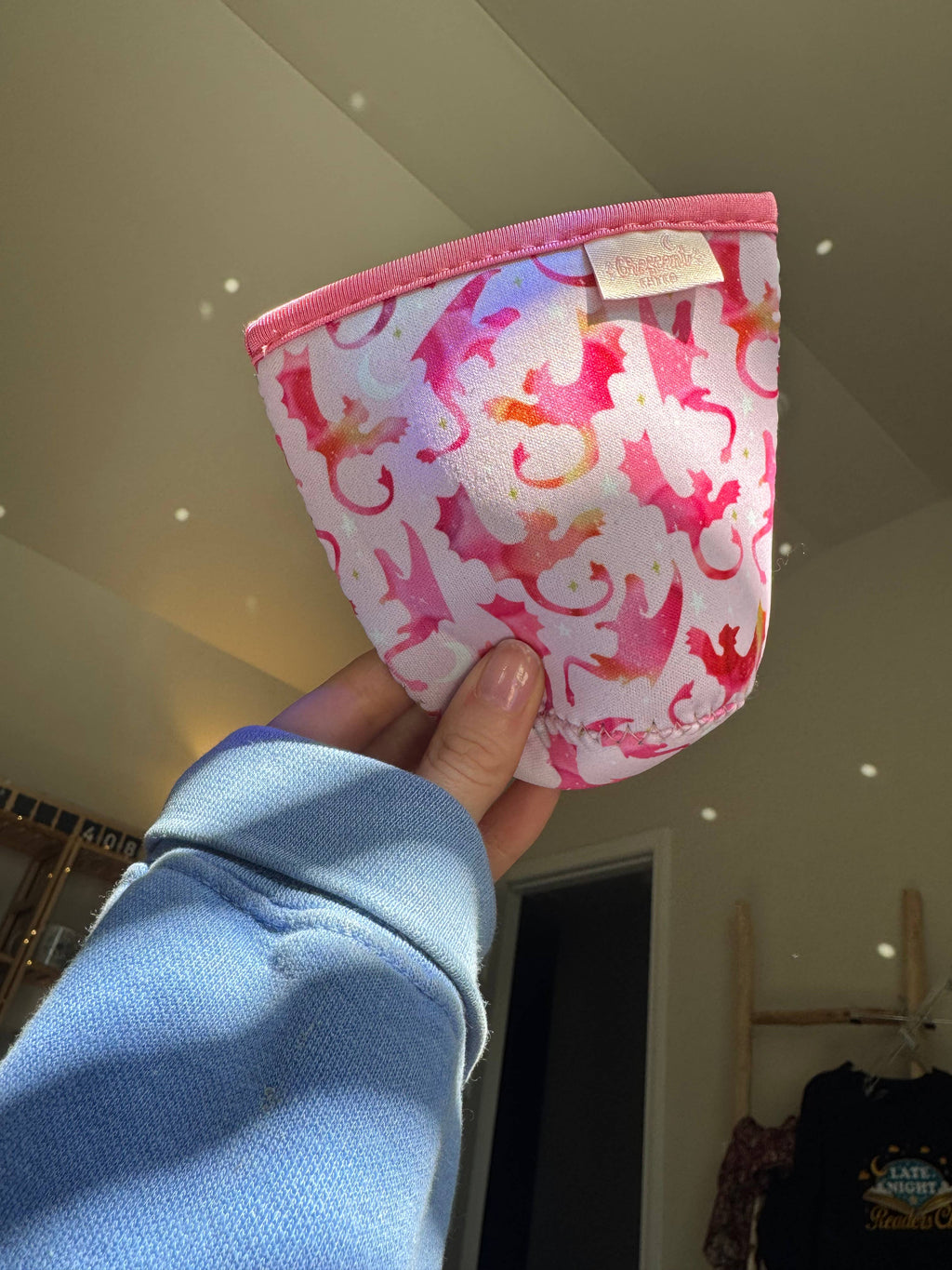 Pink Dragon Rider Bookish Iced Coffee Drink Sleeve