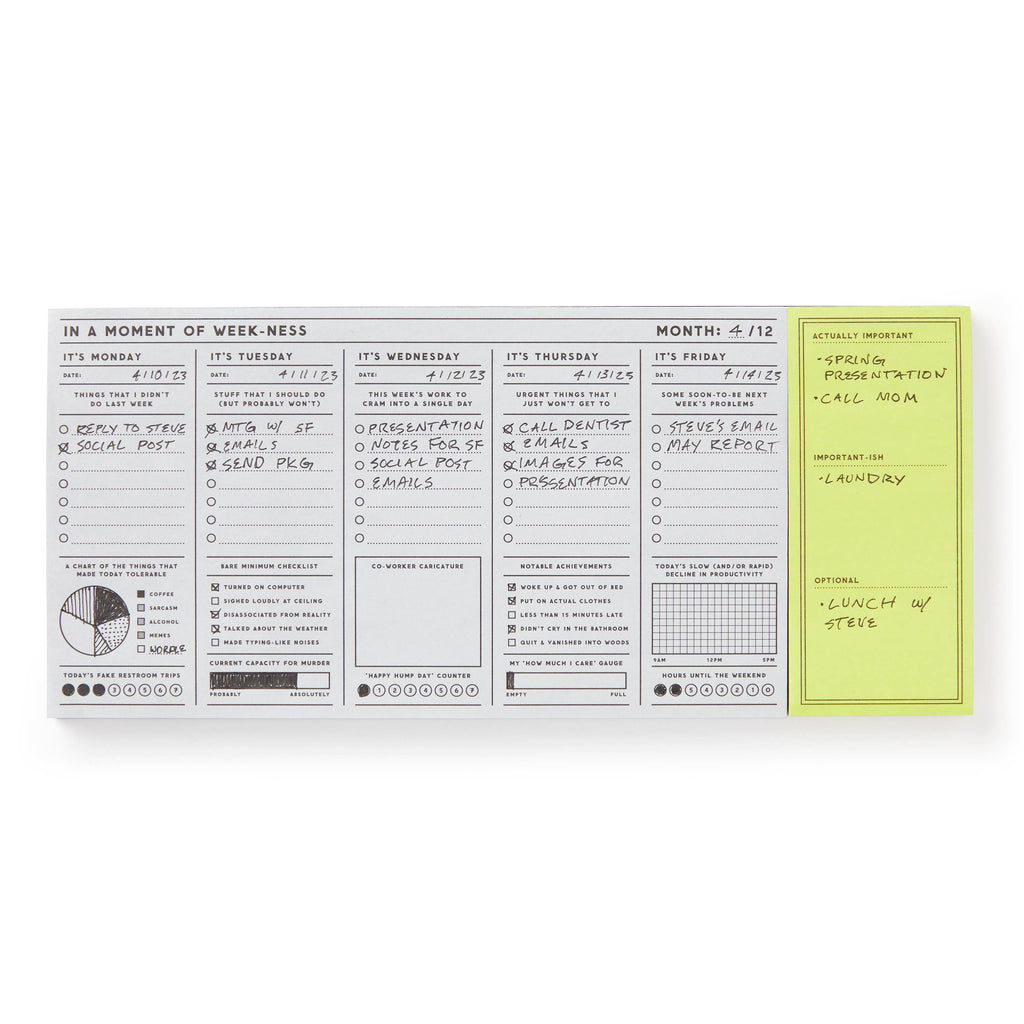 Brass Monkey In a Moment of Weekness Weekly Planner Pad