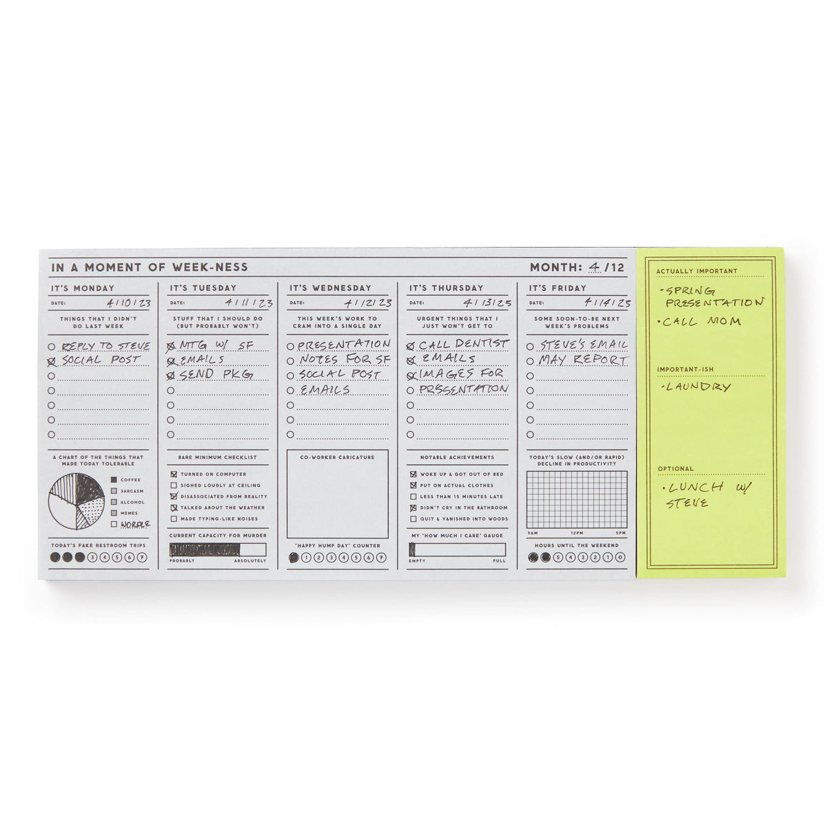 Brass Monkey In a Moment of Weekness Weekly Planner Pad