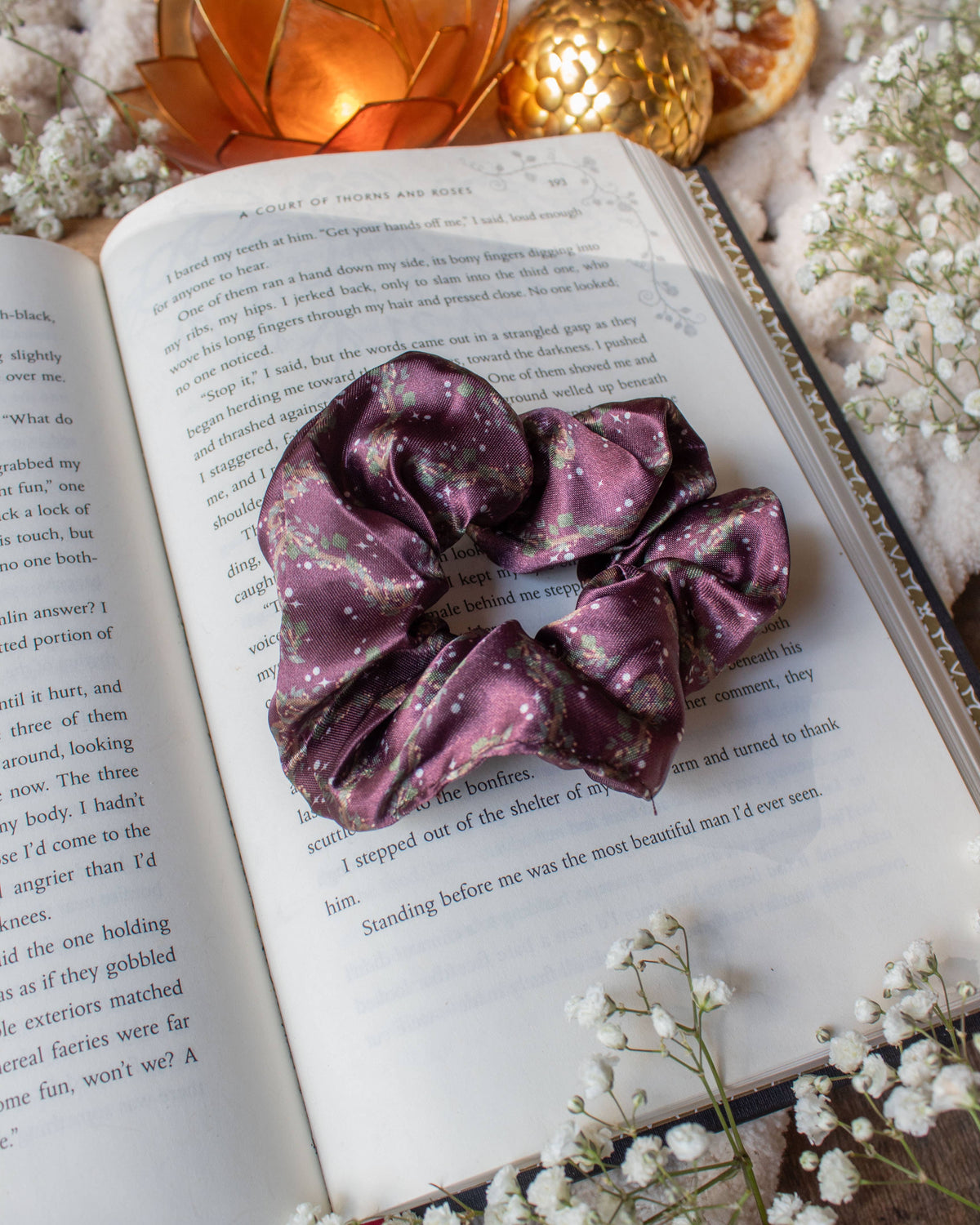 Bookish Fantasy Satin Scrunchie | Maroon Wands