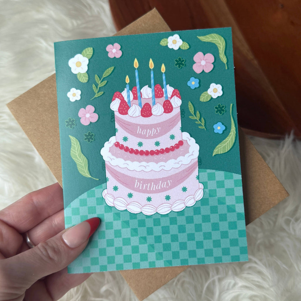 Happy Birthday Elegant Birthday Cake Party Card