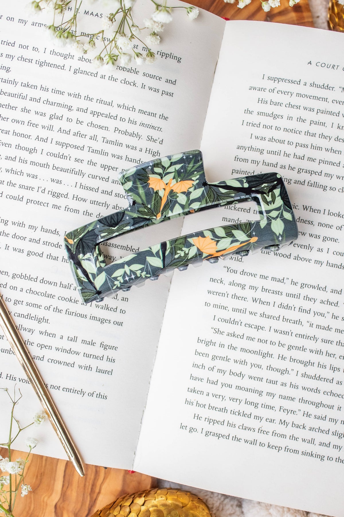 Bookish Hair Claw Clip - Fourth Wing Tairn and Andarna